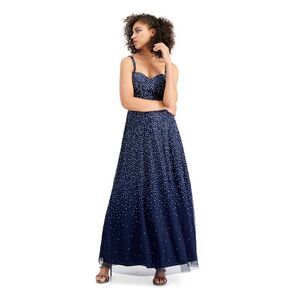 TRIXXI Womens Fit + Flare Maxi Dress Navy Sleeveless Formal Juniors 1